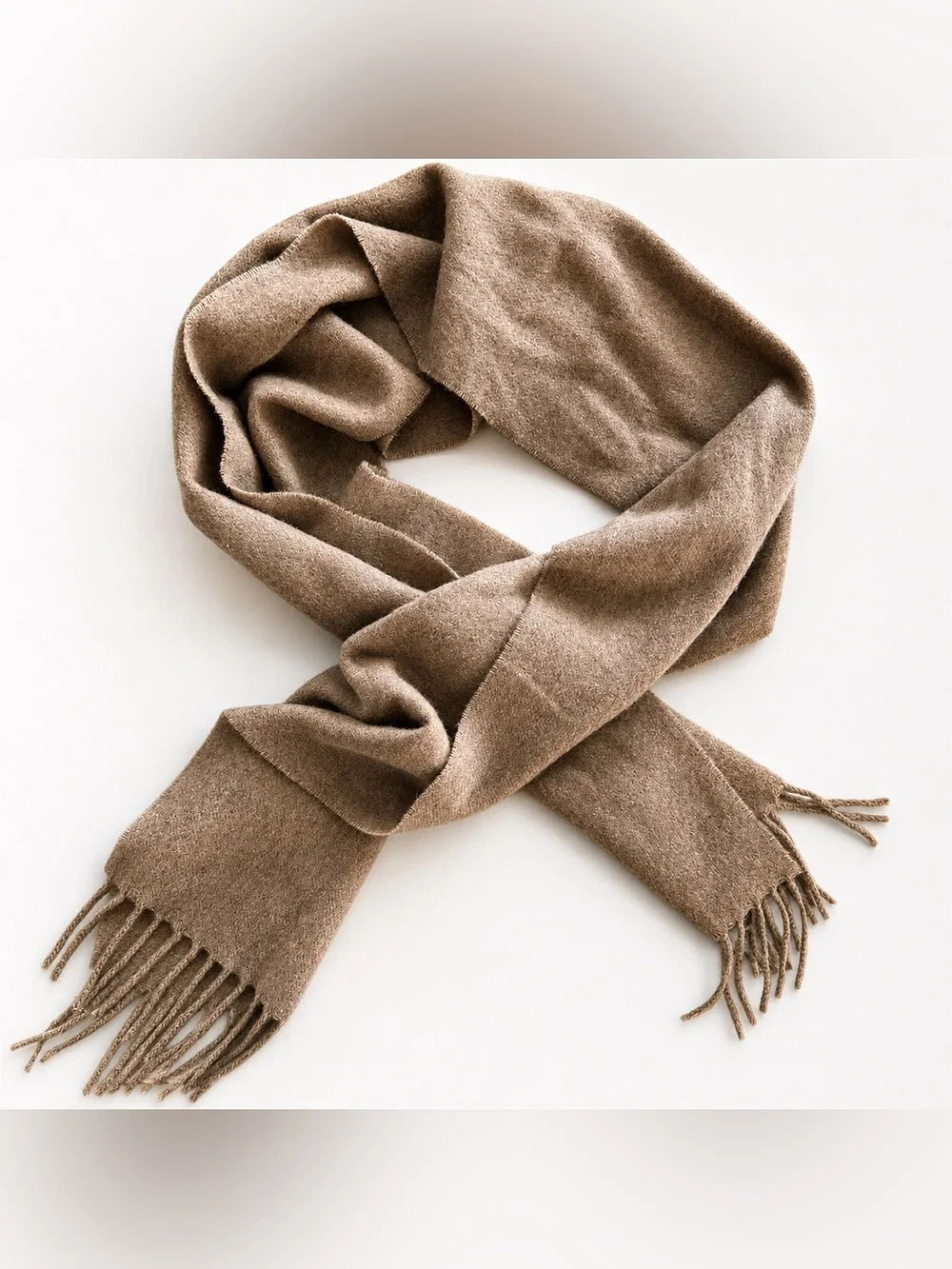 Pure Cashmere 100% Cashmere Camel Fringe Scarf – Made in Italy (1373)